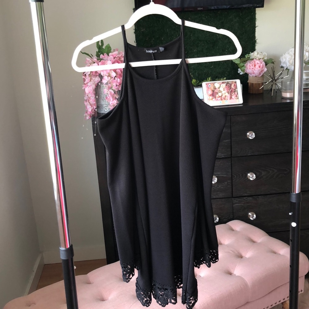 Cut out shoulder black dress